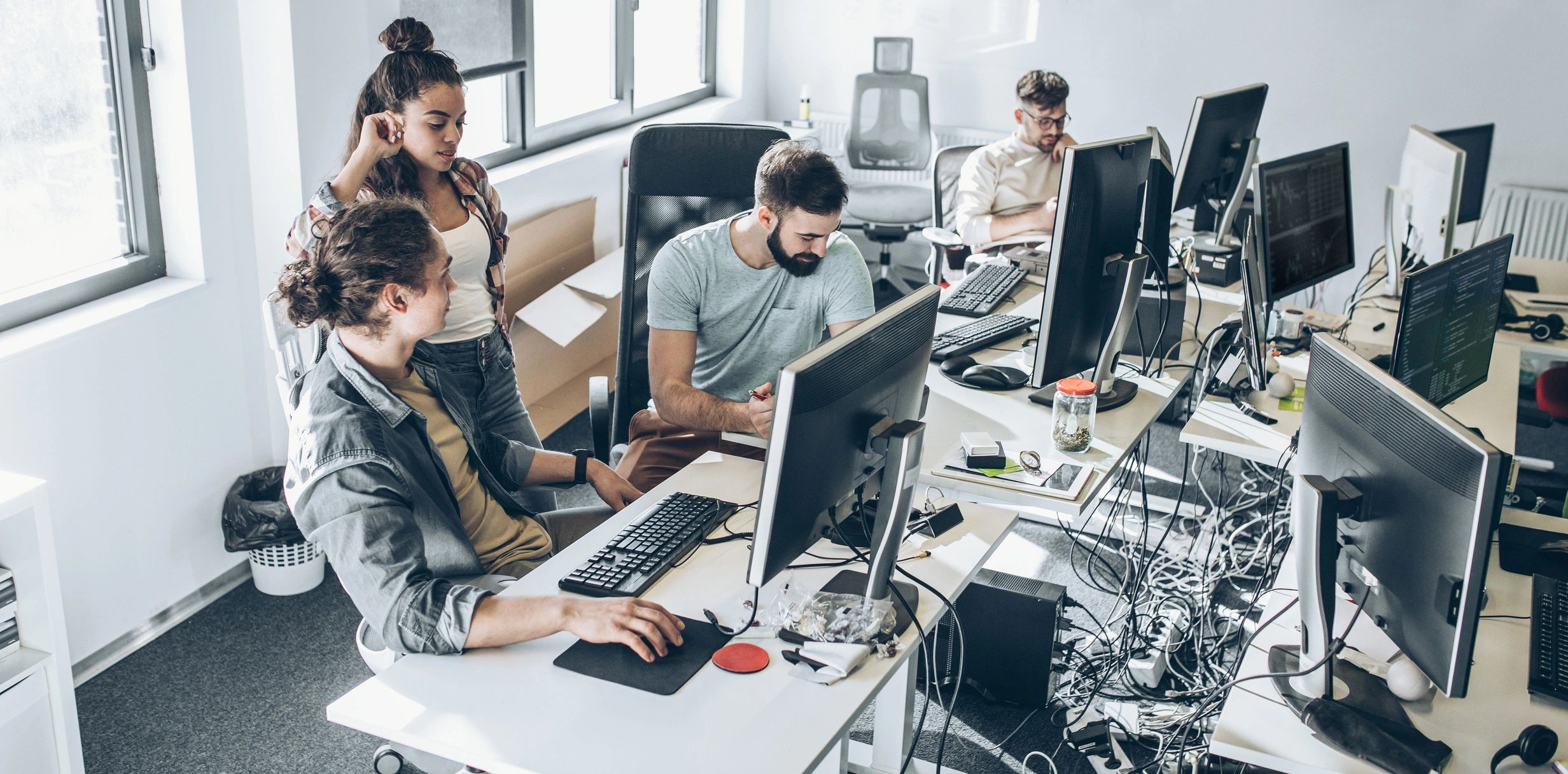 IT support team modern office technology
